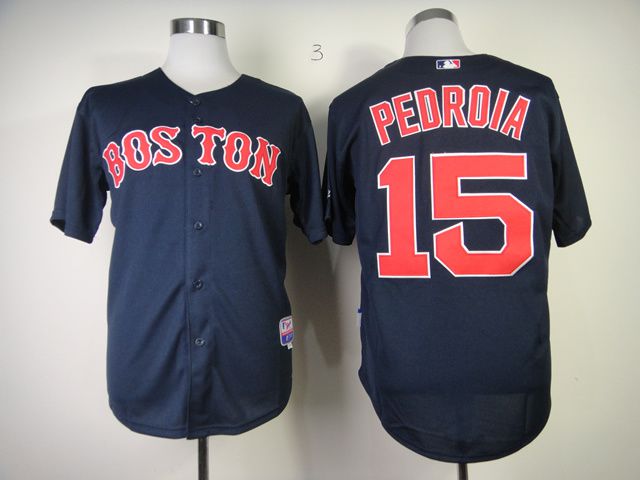 Men Boston Red Sox 15 Pedroia Blue MLB Jerseys